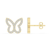moissanite butterfly stud earrings in yellow gold vermeil